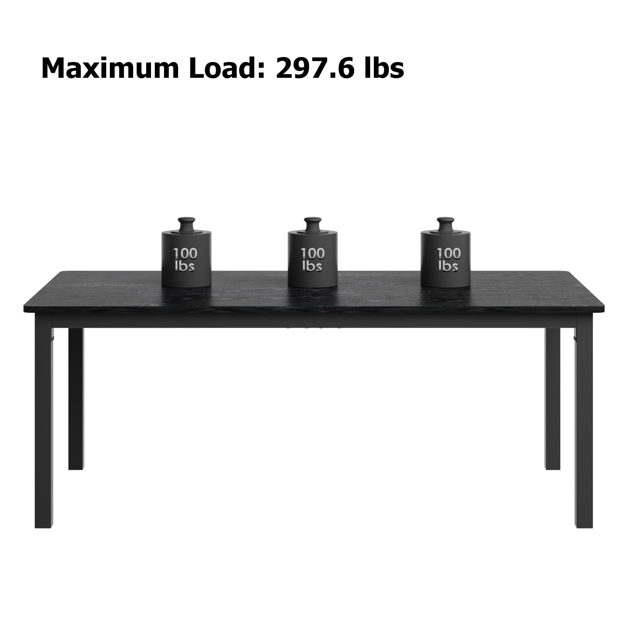 Yeshouse Long Industrial Dining Table, 71"/79" Sturdy Metal Frame Kitchen Table, Round Corner Design, Seats 6-8, Easy Assembly