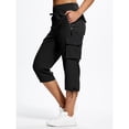 thumbnail image 4 of Quick-Dry Elastic Waist Cargo Capris for Women Lightweight Hiking Cropped Pants Multi-Pocket Outdoorwear, 4 of 5