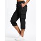 thumbnail image 2 of TaTaai Womens Solid High Waist Capri Pants Drawstring Elastic Waist Casual Cargo Trousers With Pockets Soft Lightweight Comfy Pants For Daily Casual Seaside Outfits Gift, 2 of 5