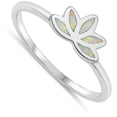 thumbnail image 4 of CHOOSE YOUR COLOR White Simulated Opal Lotus Flower Ring .925 Sterling Silver Band CZ Female Size 7, 4 of 4