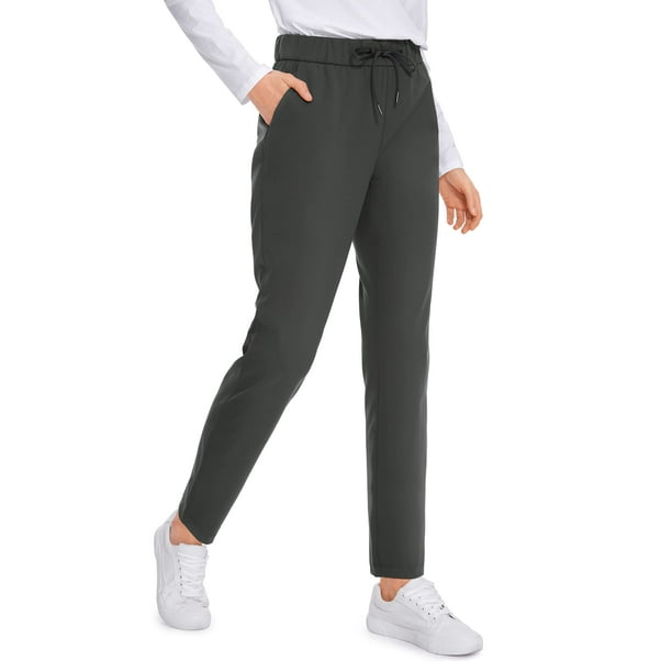 cRZ YOgA Womens 4-Way Stretch casual golf Pants Tall 29 - Sweatpants Travel  Lounge Outdoor Workout Athletic Pockets Trousers grey Olive Medium 