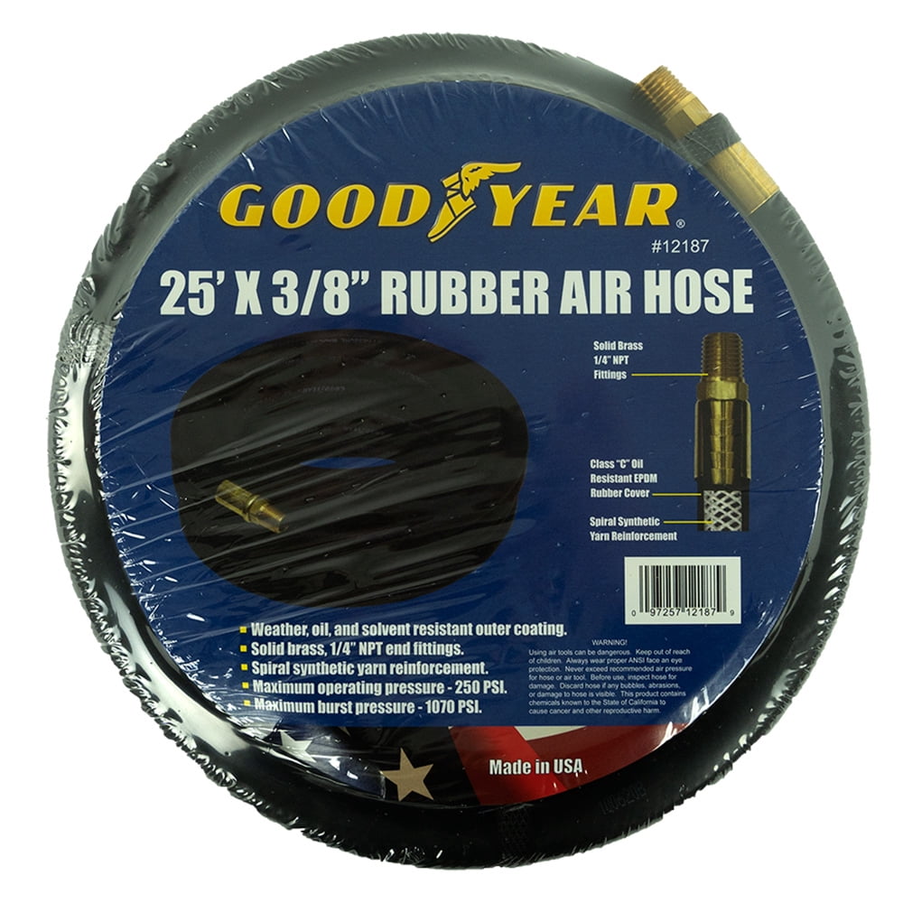 Goodyear 25' x 3/8" Rubber Air Hose 250 PSI Air Compressor Hose Made 12187