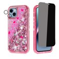 thumbnail image 1 of NIFFPD iPhone 14 Plus with Screen Protector（Anti Spy Privacy） + Camera Lens Protector, Bling Glitter Quicksand Sparkle Clear & Shockproof Protective Cover iPhone 14 Plus 6.7" Pink, 1 of 6