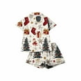 thumbnail image 7 of FDGIU Women's Christmas Pajama Short Set, 2-Piece Short Sleeve Lapel Top & Shorts, Holiday Print Matching Lounge & Sleepwear, 7 of 7