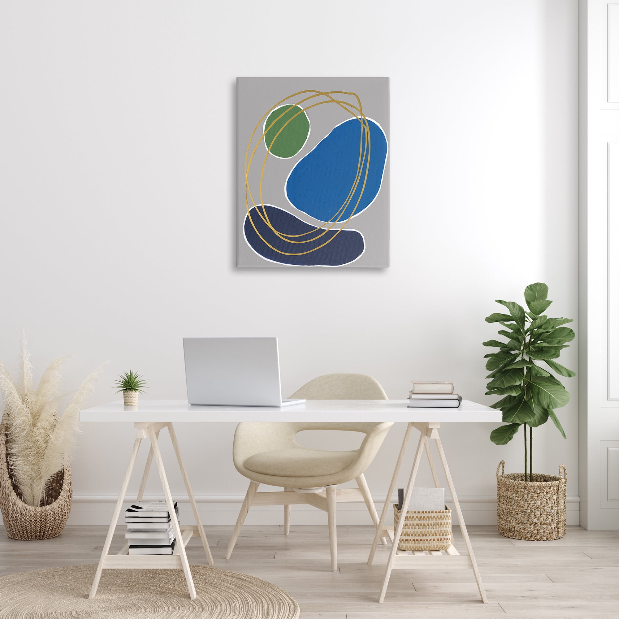 Stupell Industries Oblong Geometric Shapes Abstract Painting Gallery Wrapped Canvas Art Print Wall Art, 30 x 40