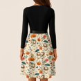thumbnail image 7 of Women's Halloween Dress Pumpkin Printed Long Sleeve Vintage Dresses Bat Cocktail V-Neck Cute Swing Dress with Belt M, 7 of 7