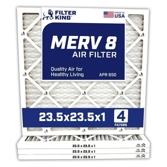 23.5x23.5x1 Air Filter | 4-PACK | MERV 8 HVAC Pleated A/C Furnace Filters | MADE IN USA | Actual Size: 23.5 x 23.5 x .75"