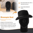 thumbnail image 5 of Polystyrene Black Foam Men Model Mannequin Head Dummy Stand Shop Display Hat, 2 x BLACK, 5 of 9