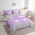 thumbnail image 3 of Feelyou Purple Bowknot Bedding Comforter Set 7-Piece, Cartoon Bow-tie King Bedding Sets, Sequin Print Bed Sheets, Super Cozy Room Decor, 3 of 7