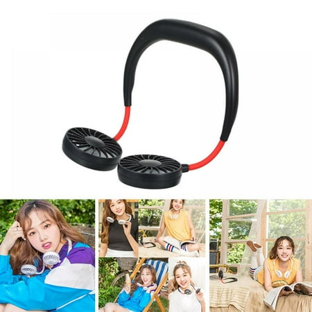

Portable Hanging Neck Sports Fan Hands Free USB Rechargeable Personal Fan 5 Level Air Flow Headphone Design - Cooling Head Fan Necklace Fan for Home Office Traveling