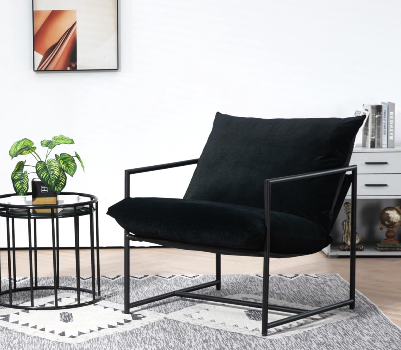 US Pride Furniture Serenity Accent, Modern Velvet Arm Chair with Reclined Seat,   Plush Comfort for Stylish Living Room