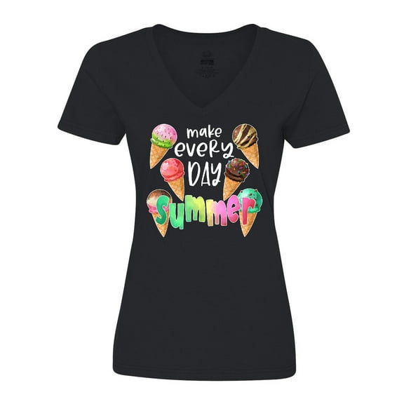 Inktastic Make Every Day Summer Ice Cream Cones Women's V-Neck T-Shirt
