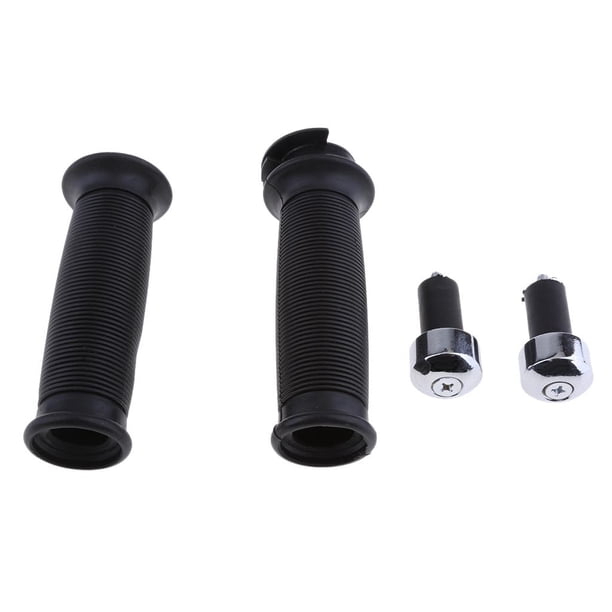 Par de puños de acelerador para manillar de motocicleta de 7/8'' (22 mm) con extremo de barra chapado negro