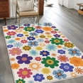 thumbnail image 2 of Area Rugs 2.7'x5', Retro Bohemia Floral Carpet for Living Room Bedroom Dining Room, Blue Purple Flowers Boho Style Beige Throw Kitchen Rugs Non Slip Washable Rectangle Indoor Outdoor Rugs, 2 of 8