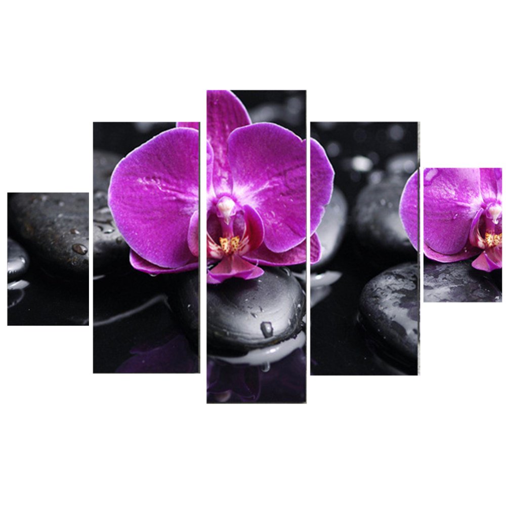 5PCS Flowers Modern Abstract Art Canvas Painting Wall Home Decor Framed