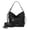 Black, variant on Jordina Vegan Leather Women's Shoulder Bag & Wristlet Wallet 2 pcs, Functional Purse Hobo Hanbag by Mia K - Navy