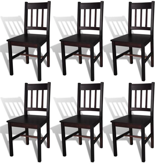 6 Piece Brown Wood Dining Chair 16.3 x 17.9 x 34 in.