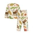 thumbnail image 2 of Rateoe Monkeys in the Jungle Pattern Womens Pajamas Set Long Sleeve Sleepwear Button Down Nightwear Soft Cotton Pj Lounge Sets, 2 of 9