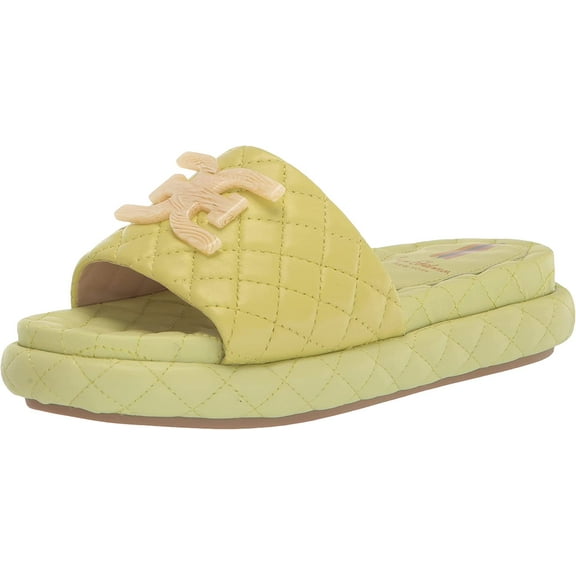 Sam Edelman Karinda Kiwi Rounded Open Toe Slip On Cushioned Slides Flat Sandals (Kiwi, 7)