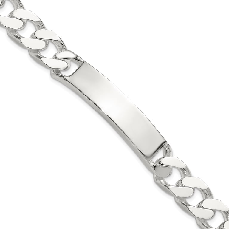 925 Sterling Silver Curb Link Name Bar Identification ID Bracelet
