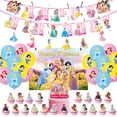 thumbnail image 5 of Decoración de cumpleaños de princesas de Disney, vajilla, vasos de papel, platos, globos, mantel, telón de fondo, pancarta, suministros para fiestas para bebés y niños, 5 of 5