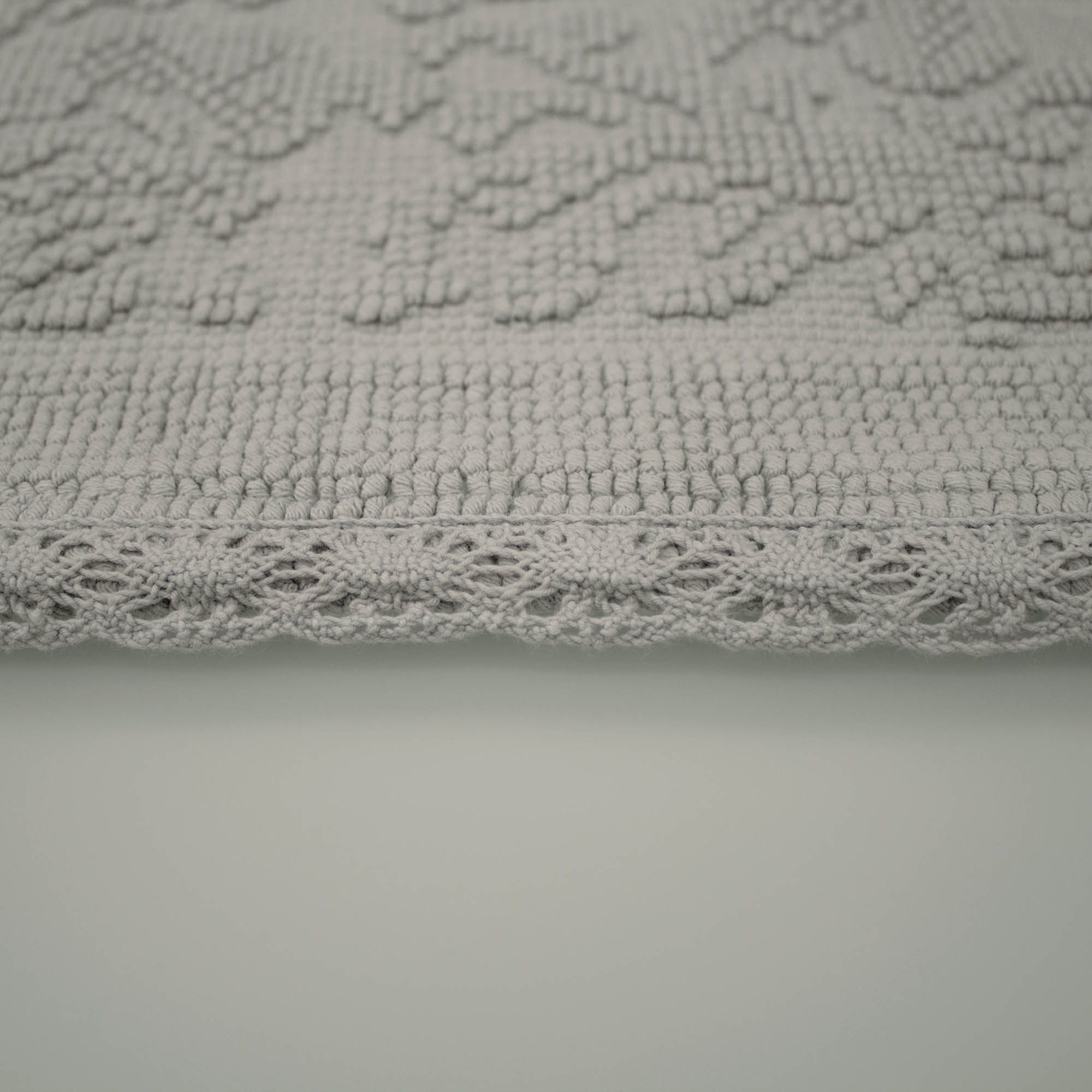 Jean Pierre Turkish Cotton Crochet 22x60 in. Bath Rug, Light Grey