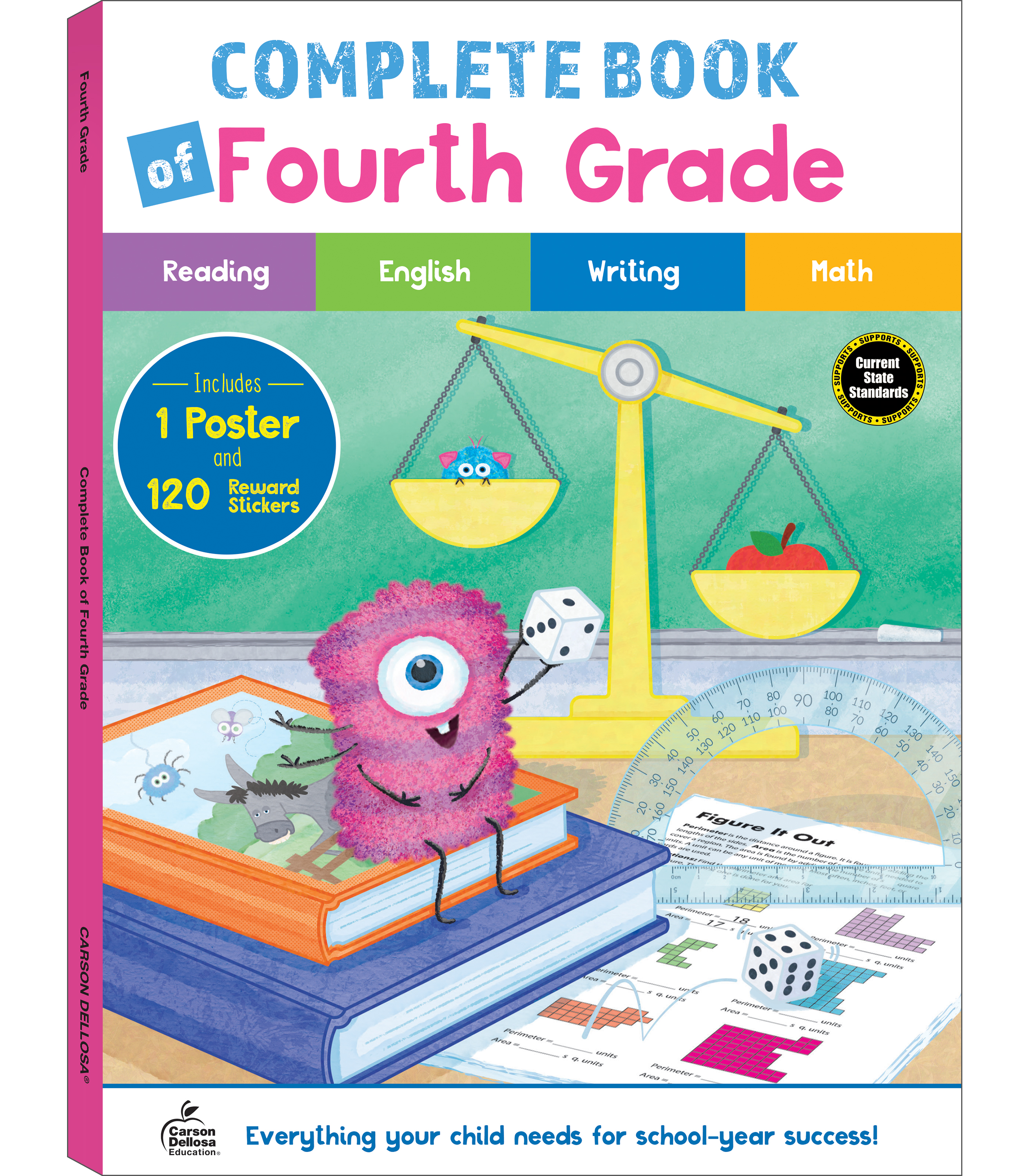 Thinking Kids Complete Book of Fourth Grade Workbook (256 pages, 120 stickers, 1 poster) Grade 4