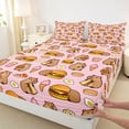 thumbnail image 3 of Homewish Girly Pink Cartoon Twin Sheet Sets for Kids, Cute Capibara Lover Twin Fitted Sheet, Kawaii Animal Lover Flat Sheet, Breathable Home Decor, 3pcs, 3 of 7