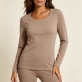 thumbnail image 6 of EDHITNR Women Long Sleeve T-Shirts Basic Crew Neck Slim Fit Stretchy Athletic Yoga Top Casual Workout Running Tee Coffee M, 6 of 7