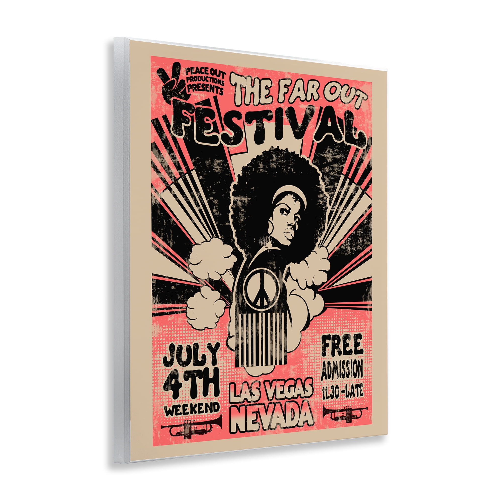 Stupell Industries Retro Far Out Festival Poster Wall Plaque Art, design by Ali Chris
