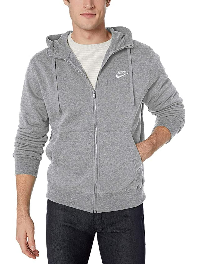 Nike Men's Sportswear Club Fleece Full Zip Hoodie, Dark Grey Heather - NEW Walmart.com