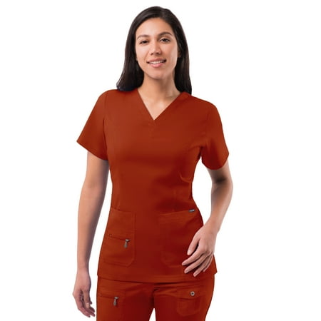 

Adar Pro Scrubs For Women - Elevated V-Neck Scrub Top - P4212 - Red Ochre - XXS