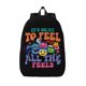 thumbnail image 2 of Está bien sentir todas las sensaciones Mochila encantadora de adentro hacia afuera con 2 personajes Mochila escolar para estudiantes Mochila para adolescentes, 2 of 4