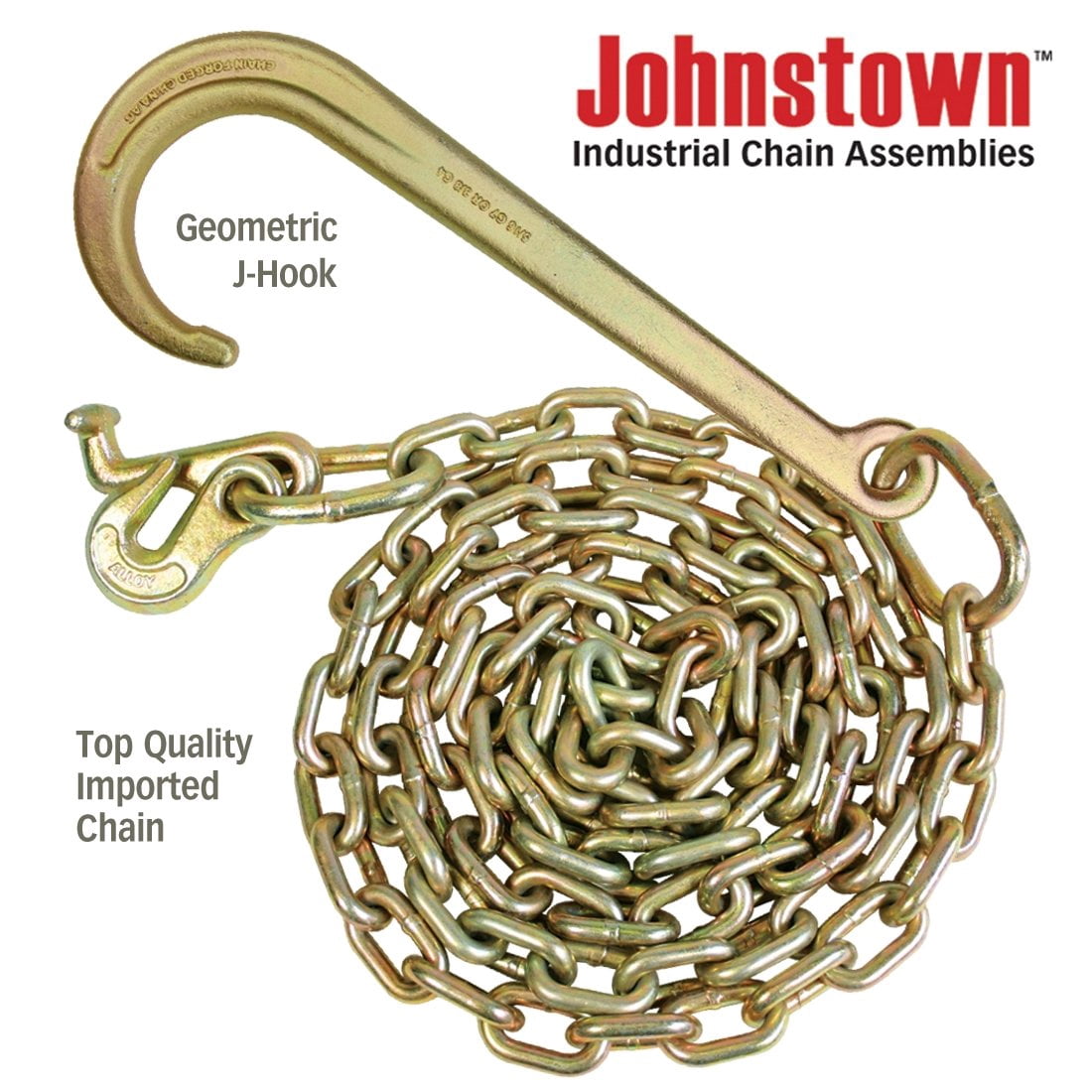 VULCAN Tow Chain - 15 inch Forged J Hook and T Hook - G70 Chain - 6 foot - 4700 Lbs SWL