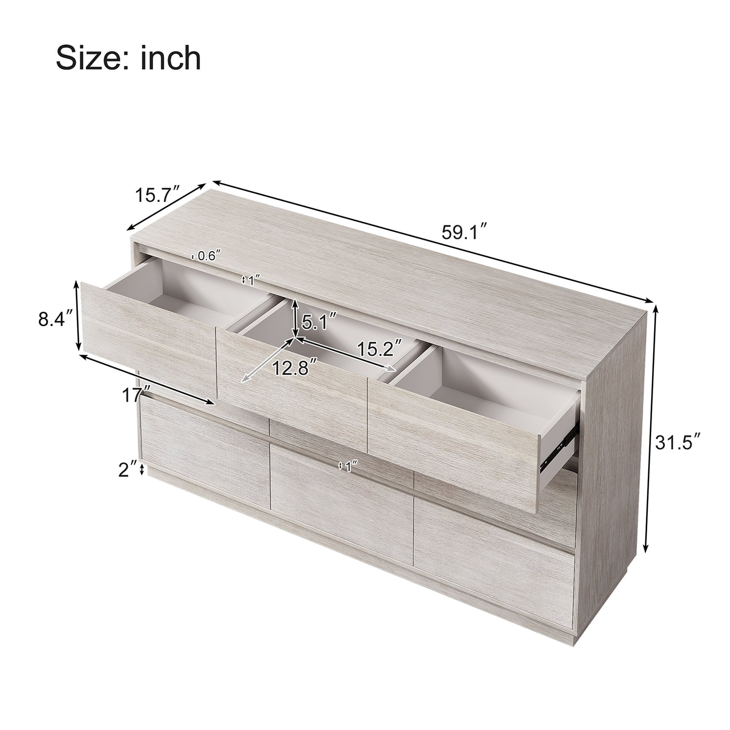 Kadyn 9 Double Dresser, Soild Wood Storage Dresser with Drawer, Modern Style Horizontal Dresser for Bedroom, Stone Gray Kadyn 9 Double Dresser, Soild Wood Storage Dresser with Drawer, Modern Style Horizontal Dresser for Bedroom, Stone Gray