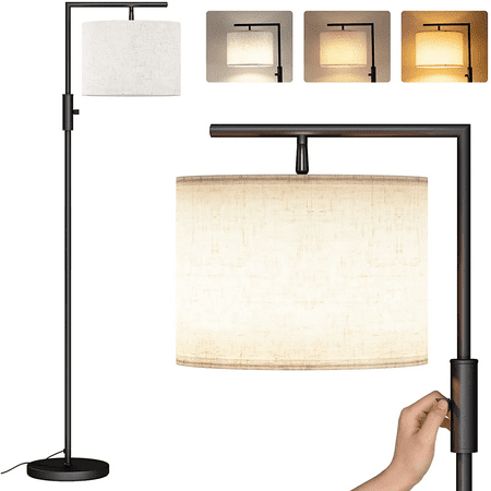 Condition photo showing As Is for SUNMORY Iron Modern Standing Lamp  Gold Floor Lamp for Living Room  with Rotary Switch  Hanging Shade and 3 Color Temperatures 9W Bulb for Bedroom  Study Room  Office