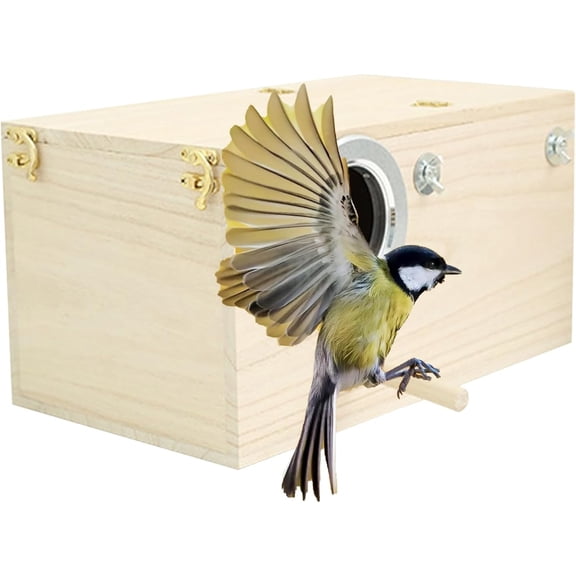 Wooden Parrot Breeding Box, Hanging, Ventilated, for Cockatiels, Parakeets