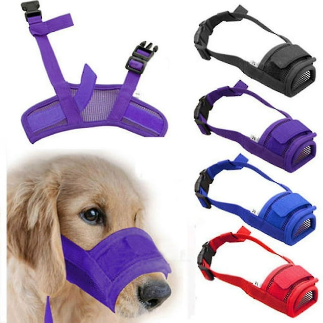 1x Dog Adjustable Mask Bark Bite Mesh Mouth Muzzle Grooming Stop Chewing