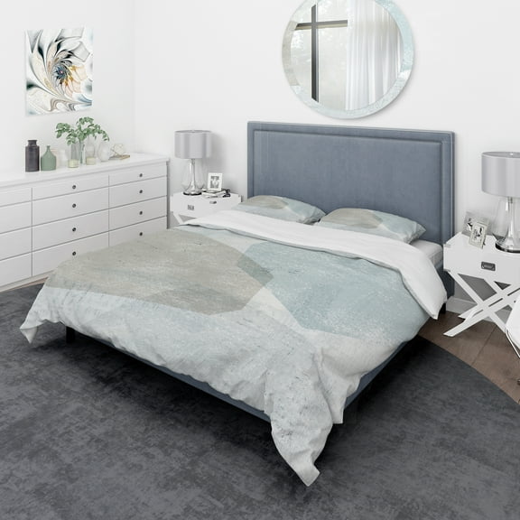 Designart 'Grey and White Collage I' Geometric Duvet Cover Set