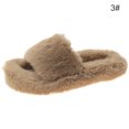 thumbnail image 2 of Woman House Sandals Fuzzy Non-skid Thick Open Toe Slides Cross Band Slippers, 2 of 10