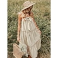 thumbnail image 2 of Ribbon Detail Tie Shoulder Tiered Maxi Dress Above Ankle Length, 2 of 3