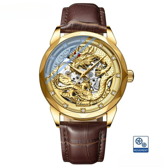 Explojoy Men's Mechanical Watch – Dragon Skeleton Design with Auto Date and Luminous Dial