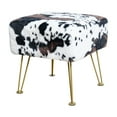 thumbnail image 2 of Home Soft Things Faux Fur Ottoman - Cows Flowers - Gold Leg - 17x17x17", 2 of 7