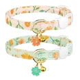thumbnail image 3 of LGCASL Cotton Cat Collar, Cotton Breakaway Cat Collar Strawberries and White Heart Shaped Pendant Collar Cute Cat Collar with Bell Ideal for Girl Cats Boy Cats, Green, 3 of 6
