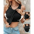 thumbnail image 2 of nikauto Women Built-in Bra Tank Tops Sleeveless Casual Shirts Racerback Ribbed Fitted Tank Tops, 2 of 6