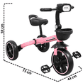 thumbnail image 4 of Triciclo 3 en 1 Plegable para Niños Convertible a Bicicleta y Balance Bike Luz Sonido Apto a partir de 2 Años o Hasta 25 kg - Rosa, 4 of 7