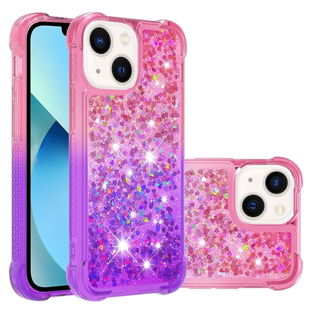 Funda para iPhone 13 Transparente con Brillos Carcasa Protectora Antigolpes con Glitter Brillante