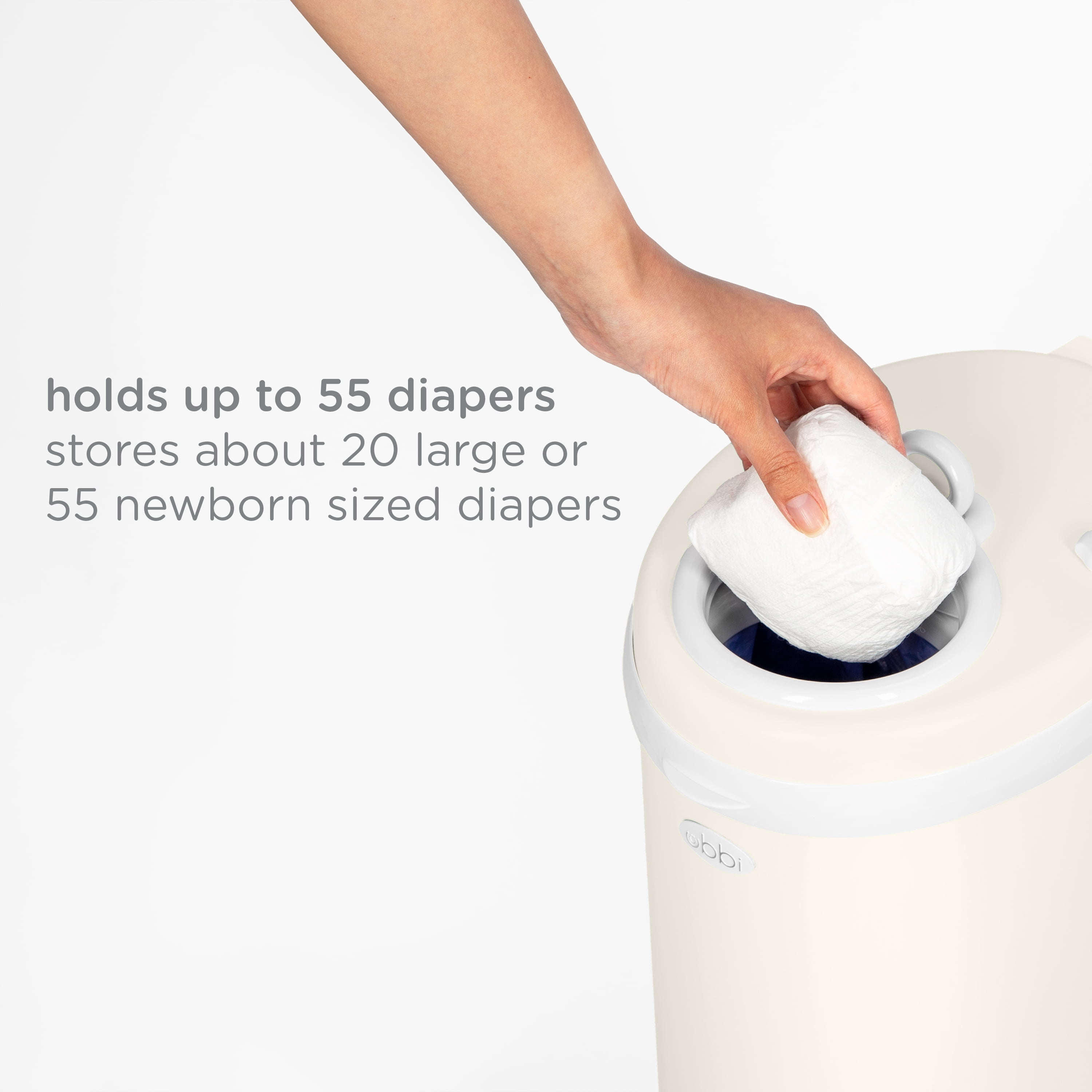 Ubbi Stainless Steel Diaper Pail, Odor Locking, No Special Bag Required, Award-Winning, Registry Must-Have, Ivory