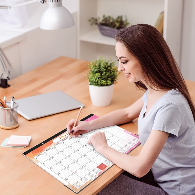 Calendario de escritorio 2022 - Calendario de escritorio 2022, planificación de meses, bloques de reglas grandes, calendario de escritorio/pared para planificar y organizar Ormromra CZBG-HQ9