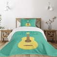 thumbnail image 3 of Ambesonne Guitar Quilted Bedspread Set 2 Pcs, Nature Instrument Bird, Twin Size, Seafoam Mustard, 3 of 6